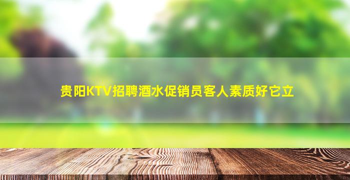 贵阳KTV招聘酒水促销员客人素质好它立